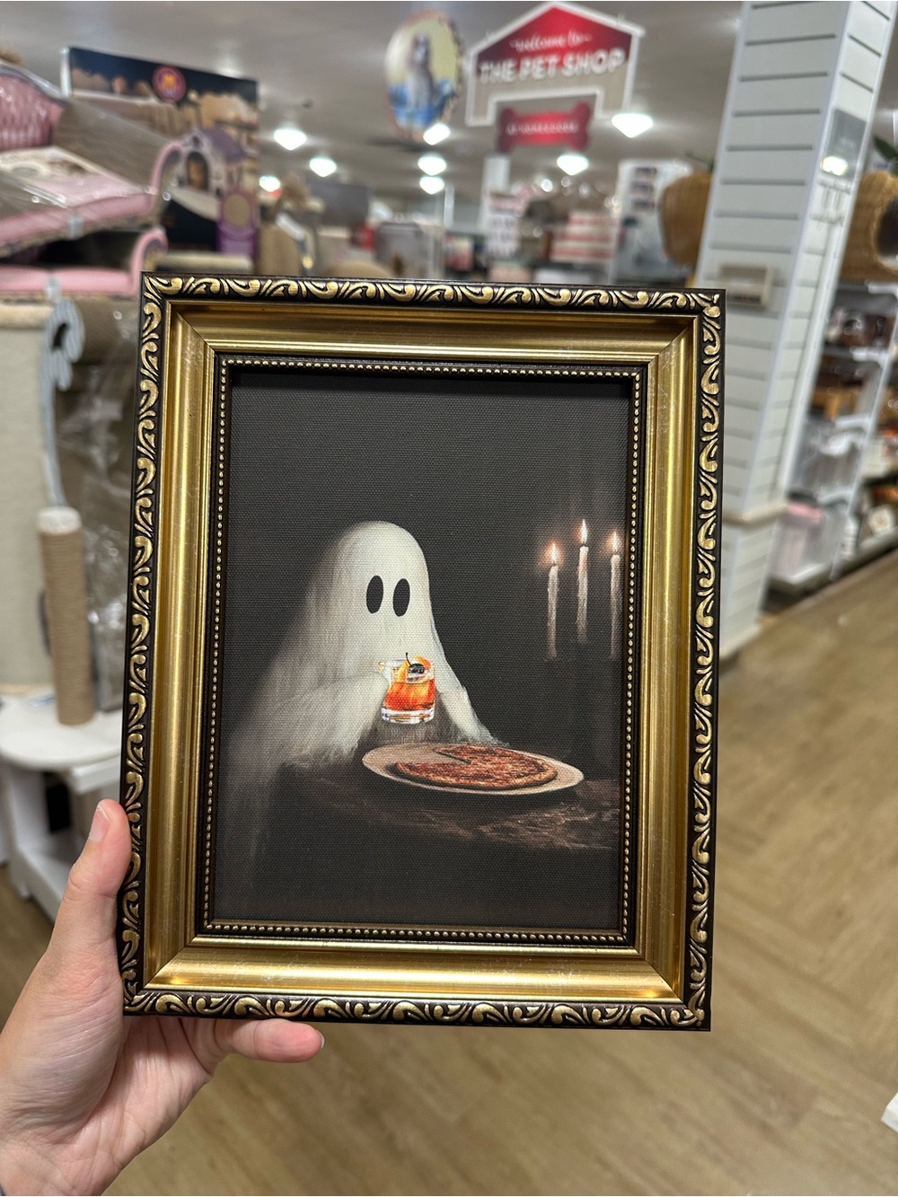 Haunted Dinner Gold Framed Ghost Wall Art - Home Accents